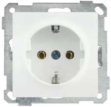 Розетка IEK Bolero РС11-1-0-Б, скрытый монтаж, однопостовая, с з/к, 16A, механизм с накладкой без рамки, IP20, белый (ERB11-K01-16-1)