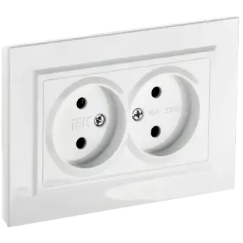 Розетка IEK BRITE РС12-2-БрБ, скрытый монтаж, 2-х постовая, 10A, в сборе, IP20, белый (BR-R20-10-K01-F)