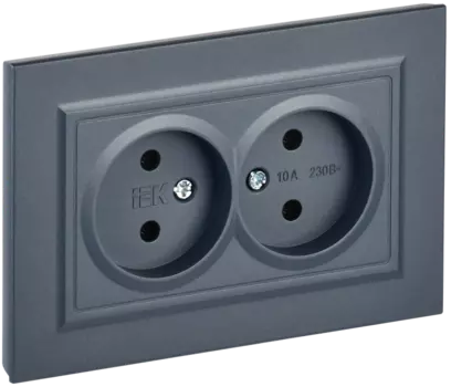 Розетка IEK Brite РС12-2-БрМ, скрытый монтаж, 2-х постовая, 10А, в сборе, IP20, маренго, 1 шт. (BR-R20-10-K35-F)
