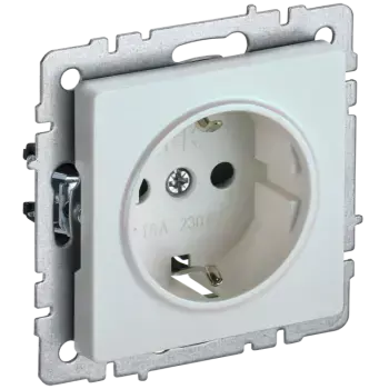 Розетка IEK BRITE РС14-1-0-БрЖ, скрытый монтаж, однопостовая, с з/к, со шторками, 16A, механизм с накладкой и суппортом, IP20, жемчуг (BR-R14-16-K36)