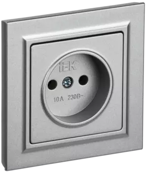 Розетка IEK Brite РСР10-1-0-БрА, скрытый монтаж, однопостовая, 10А, в сборе, IP20, алюминий, 1 шт. (BR-R10-10-K47-F)