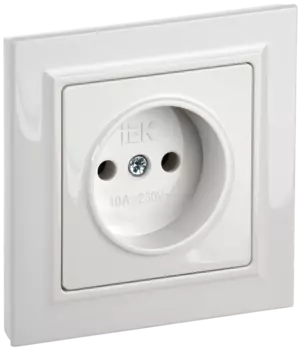 Розетка IEK Brite РСР10-1-0-БрБ, скрытый монтаж, однопостовая, 10А, в сборе, IP20, белый, 1 шт. (BR-R10-10-K01-F)