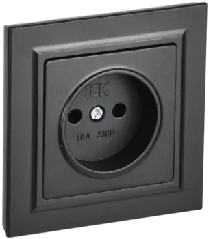 Розетка IEK Brite РСР10-1-0-БрЧ, скрытый монтаж, однопостовая, 10А, в сборе, IP20, черный, 1 шт. (BR-R10-10-K02-F)