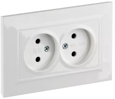 Розетка IEK Brite РСш12-2-БрБ, скрытый монтаж, 2-х постовая, со шторками, 10А, в сборе, IP20, белый, 1 шт. (BR-R23-10-K01-F)