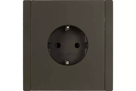 Розетка IEK FORTE&PIANO FP314, скрытый монтаж, однопостовая, с з/к, 16А, в сборе, IP20, серый, 1 шт. (FP-R11-16-1-K03)