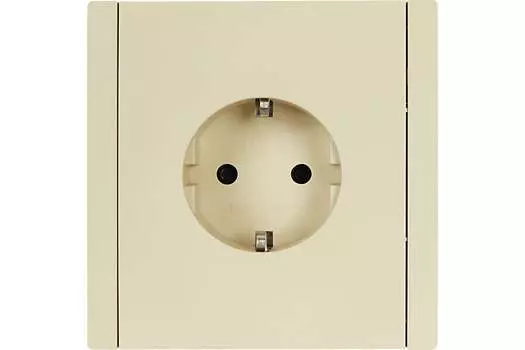 Розетка IEK FORTE&PIANO FP413, скрытый монтаж, однопостовая, с з/к, со шторками, 16А, в сборе, IP20, ванильный, 1 шт. (FP-R14-16-1-K10)