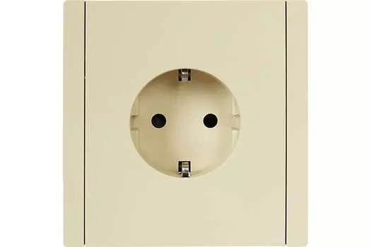 Розетка IEK FORTE&PIANO FP415, скрытый монтаж, однопостовая, с з/к, со шторками, 16А, в сборе, IP20, ванильный, 1 шт. (FP-R14-16-K10)