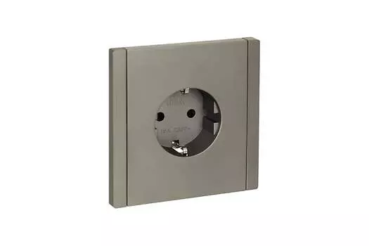 Розетка IEK FORTE&PIANO FP513, скрытый монтаж, однопостовая, с з/к, со шторками, 16А, в сборе, IP20, стальной, 1 шт. (FP-R14-16-1-K46)