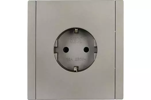 Розетка IEK FORTE&PIANO FP514, скрытый монтаж, однопостовая, с з/к, 16А, в сборе, IP20, стальной, 1 шт. (FP-R11-16-1-K46)