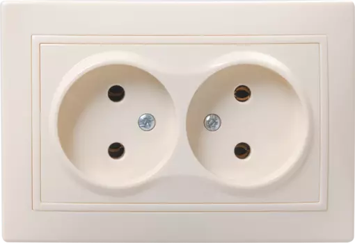 Розетка IEK КВАРТА РС12-2-Км, скрытый монтаж, 2-х постовая, 10A, в сборе, IP20, кремовый (ERK20-K33-10-K)