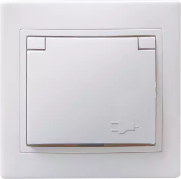Розетка IEK КВАРТА РСб10-3-КБ, скрытый монтаж, однопостовая, с з/к, с крышкой, 16A, в сборе, IP20, белый (ERK15-K01-16-DM)