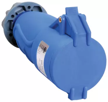 Розетка IEK MAGNUM ССИ-223, переносная, однопостовая, с з/к, с крышкой, 32A, в сборе, IP44, 2Р+РЕ, 220В, синий (PSN21-032-3)