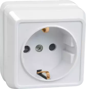 Розетка IEK ОКТАВА РС20-3-ОБ, открытый монтаж, однопостовая, с з/к, 16A, в сборе, IP20, белый (ERO11-K01-16-DC)