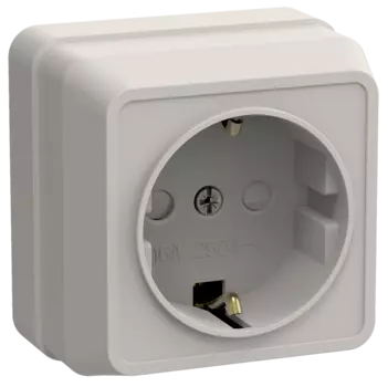 Розетка IEK ОКТАВА РСш20-3-ОКм, открытый монтаж, однопостовая, с з/к, со шторками, 16A, в сборе, IP20, кремовый (ERO14-K33-16-DC)