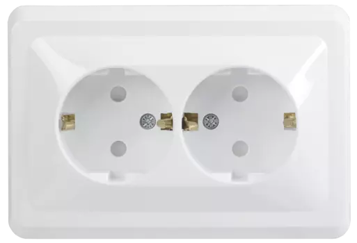 Розетка IEK ВЕГА РСш12-3-ВБ, скрытый монтаж, 2-х постовая, с з/к, со шторками, 16A, в сборе, IP20, белый (ERV24-K01-16-DM)