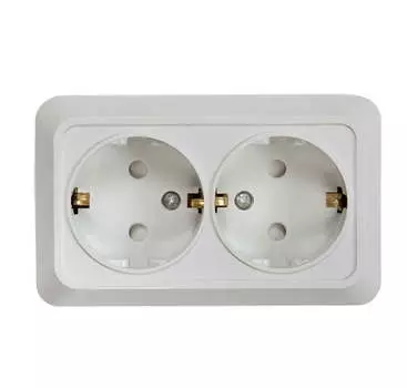 Розетка IN HOME BOLLETO 7128х, открытый монтаж, 2-х постовая, с з/к, со шторками, в сборе, IP20, белый (4690612000961)