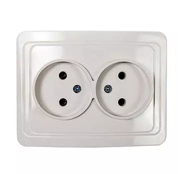 Розетка IN HOME CLASSICO 2102, скрытый монтаж, 2-х постовая, 16A, в сборе, IP20, белый (4680005959914)