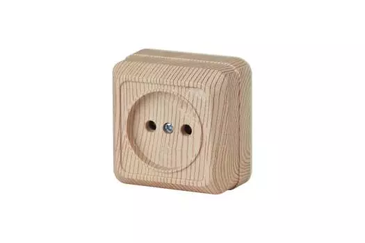 Розетка intro Quadro 2-201-11, открытый монтаж, однопостовая, 16А, в сборе, IP20, сосна, 1 шт. (Б0053781)