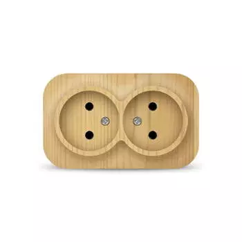 Розетка IONICH, открытый монтаж, 2-х постовая, 10A, в сборе, IP20, сосна (1438)