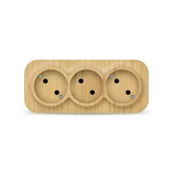 Розетка IONICH, открытый монтаж, 3-х постовая, 10A, в сборе, IP20, сосна (1455)
