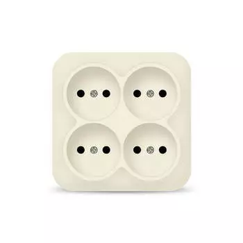 Розетка IONICH, открытый монтаж, 4-х постовая, 10A, в сборе, IP20, слоновая кость (1453)