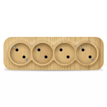 Розетка IONICH, открытый монтаж, 4-х постовая, 10A, в сборе, IP20, сосна (1456)