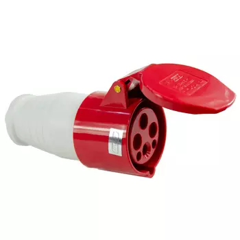 Розетка ЭНЕРГИЯ TS-214, переносная, однопостовая/модулей: 1, с крышкой, 16A, в сборе, IP44, 3P+PE+N, красный (Е1001-0020)