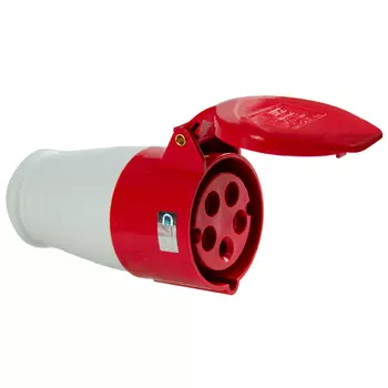 Розетка ЭНЕРГИЯ TS-215, переносная, однопостовая/модулей: 1, с крышкой, 16A, в сборе, IP44, 3P+PE+N, красный (Е1001-0021)