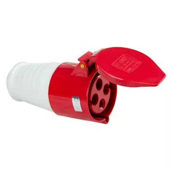 Розетка ЭНЕРГИЯ TS-224, переносная, однопостовая/модулей: 1, с крышкой, 32A, в сборе, IP44, 3P+PE, красный (Е1001-0023)