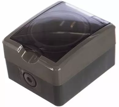 Розетка ЭРА Эксперт 11-2401-03, открытый монтаж, однопостовая, с з/к, с крышкой, 16A, в сборе, IP54, винтовые зажимы, серый (Б0020713)
