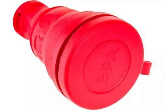 Розетка ЭРА R8-RED, переносная, однопостовая, с з/к, с крышкой, 16А, в сборе, IP44, каучуковая, красный, 1 шт. (Б0044548)