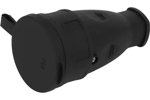 Розетка ЭРА RX10-B-IP44, переносная, однопостовая, с з/к, с крышкой, 16А, в сборе, IP44, каучуковая, черный, 1 шт. (Б0055418)