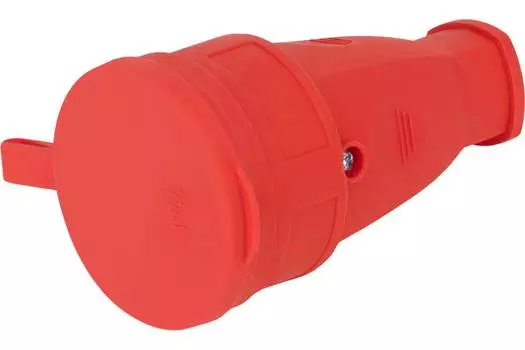 Розетка ЭРА RX10-R-IP44, переносная, однопостовая, с з/к, с крышкой, 16А, в сборе, IP44, каучуковая, красный, 1 шт. (Б0055419)