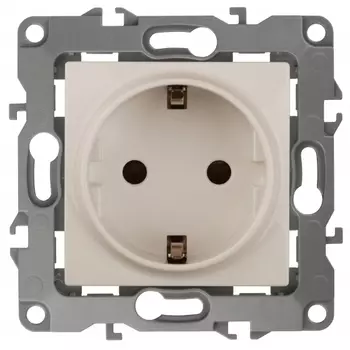 Розетка ЭРА Серия 12 12-2101-02, скрытый монтаж, однопостовая, с з/к, 16A, механизм с накладкой без рамки, IP20, автоматические клеммы, слоновая кость (Б0014676)