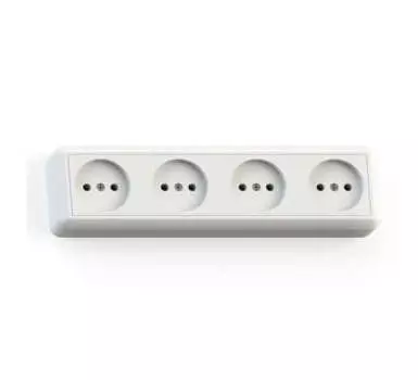 Розетка КУНЦЕВО-ЭЛЕКТРО Оптима РА16-402, открытый монтаж, 4-х постовая, 16A, в сборе, IP20, слоновая кость (8050)