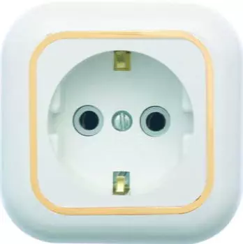 Розетка КУНЦЕВО-ЭЛЕКТРО Валентина РА16-638, открытый монтаж, однопостовая, с з/к, 16A, в сборе, IP20, белый/золотой (7641)