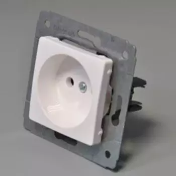 Розетка Legrand Cariva, скрытый монтаж, однопостовая/модулей: 1, с з/к, с крышкой, 16A, механизм без рамки и накладки, IP20, белый (773659)