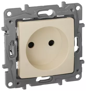 Розетка Legrand Etika, скрытый монтаж, однопостовая, со шторками, 16A, механизм без рамки и накладки, IP31, бежевый (672334)