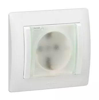 Розетка Legrand Galea Life, скрытый монтаж, однопостовая, с з/к, с крышкой, 16А, механизм с накладкой без рамки, IP44, 2K+З, белый, 1 шт. (771027)