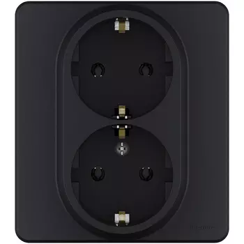 Розетка Legrand Inspiria, скрытый монтаж, 2-х постовая, с з/к, 16A, механизм с накладкой, суппортом и рамкой, IP20, установка в одну монтажную коробку, антрацит (673753)
