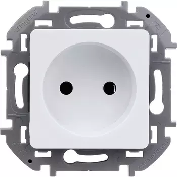 Розетка Legrand Inspiria, скрытый монтаж, однопостовая, 16A, механизм с накладкой без рамки, IP20, белый (673710)