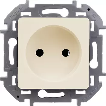Розетка Legrand Inspiria, скрытый монтаж, однопостовая, 16A, механизм с накладкой и суппортом, IP20, слоновая кость (673711)