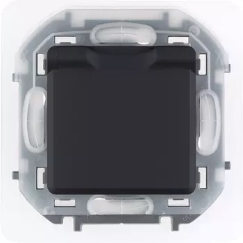 Розетка Legrand Inspiria, скрытый монтаж, однопостовая, с з/к, со шторками, с крышкой, 16A, механизм с накладкой и суппортом, IP44, антрацит (673743)