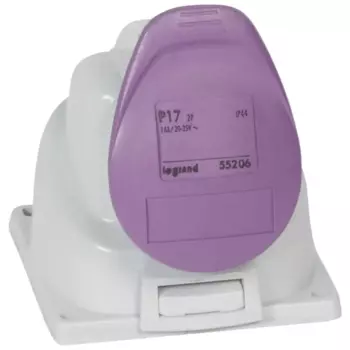Розетка Legrand P17 Tempra Pro, открытая, однопостовая, с крышкой, 16А, в сборе, IP44, 2К, фиолетовый, 1 шт. (055206)