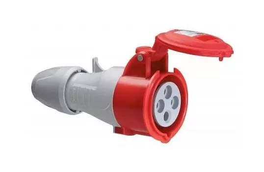 Розетка Legrand P17 Tempra Pro, переносная, однопостовая, с крышкой, 32А, в сборе, IP44, 3K+3, красный, 1 шт. (555218)