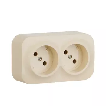 Розетка Legrand Quteo, открытый монтаж, 2-х постовая, 10A, в сборе, IP20, слоновая кость (782242)