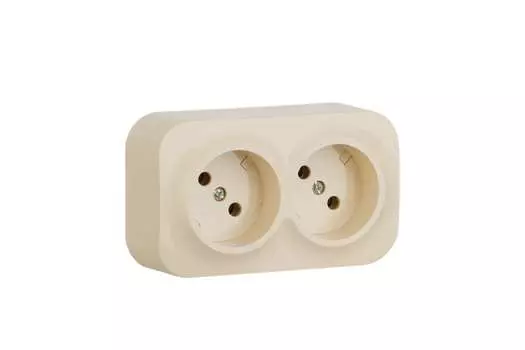 Розетка Legrand Quteo, открытый монтаж, 2-х постовая, 16A, в сборе, IP20, слоновая кость (782261)