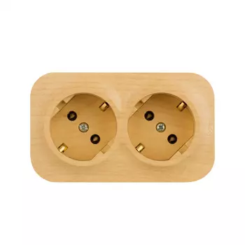 Розетка Legrand Quteo, открытый монтаж, 2-х постовая, с з/к, 16A, в сборе, IP20, дерево (782293)