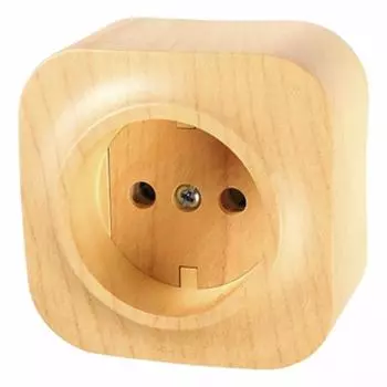 Розетка Legrand Quteo, открытый монтаж, однопостовая, 16A, в сборе, IP20, дерево (782270)