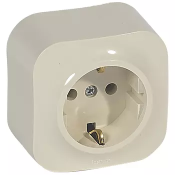 Розетка Legrand Quteo, открытый монтаж, однопостовая/модулей: 1, 16A, в сборе, IP20, белый (782241)